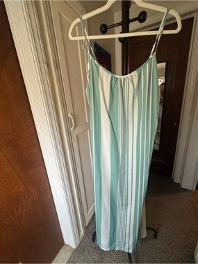 Striped Mint and White Maxi Slip Dress
